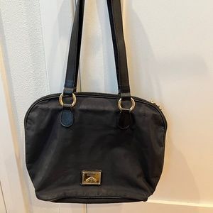VINTAGE MOSCHINO BLACK REDWALL LIGHTWEIGHT NYLON ITALY TOTE SHOULDER HANDBAG